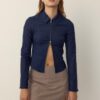 Cămașă din denim bengalină, ajustată, cu fermoar dublu Cămașă din denim bengalină, ajustată, cu fermoar dublu