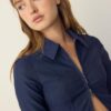 Cămașă din denim bengalină, ajustată, cu fermoar dublu Cămașă din denim bengalină, ajustată, cu fermoar dublu