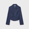 Cămașă din denim bengalină, ajustată, cu fermoar dublu Cămașă din denim bengalină, ajustată, cu fermoar dublu