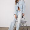 Cămașă scurtă din denim cu ținte Cămașă scurtă din denim cu ținte