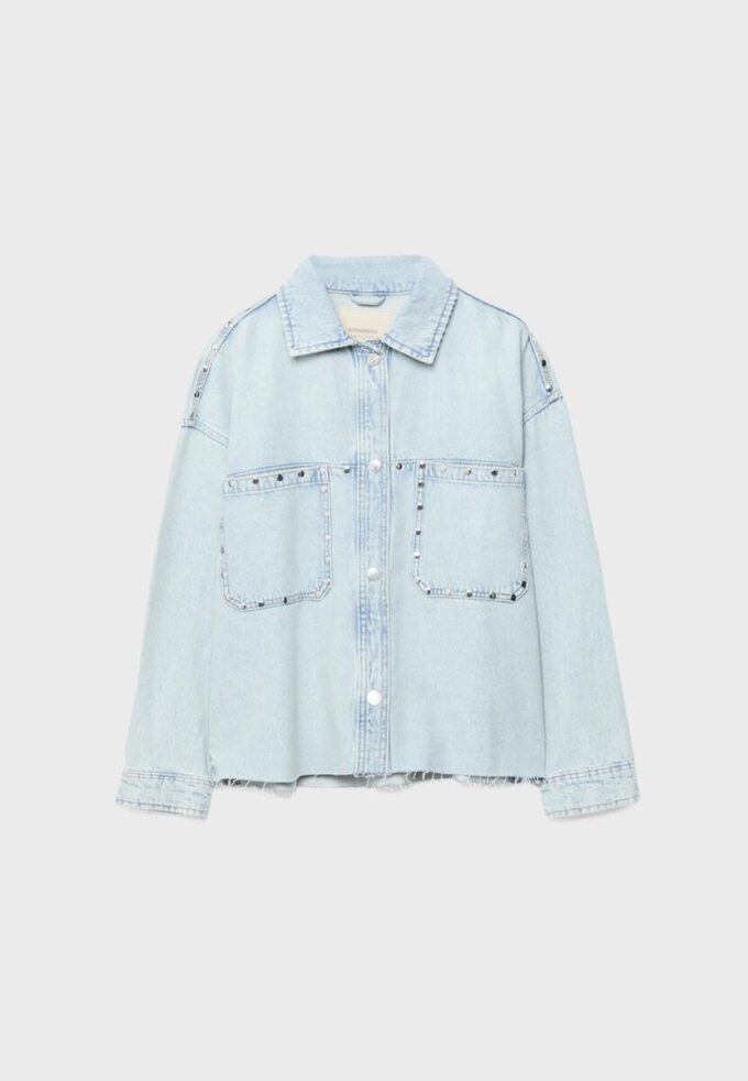 Cămașă scurtă din denim cu ținte Cămașă scurtă din denim cu ținte
