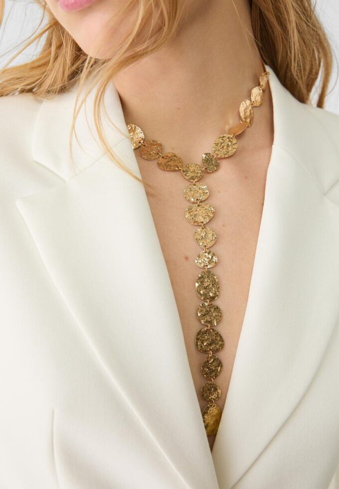 Colier texturat tip lariat