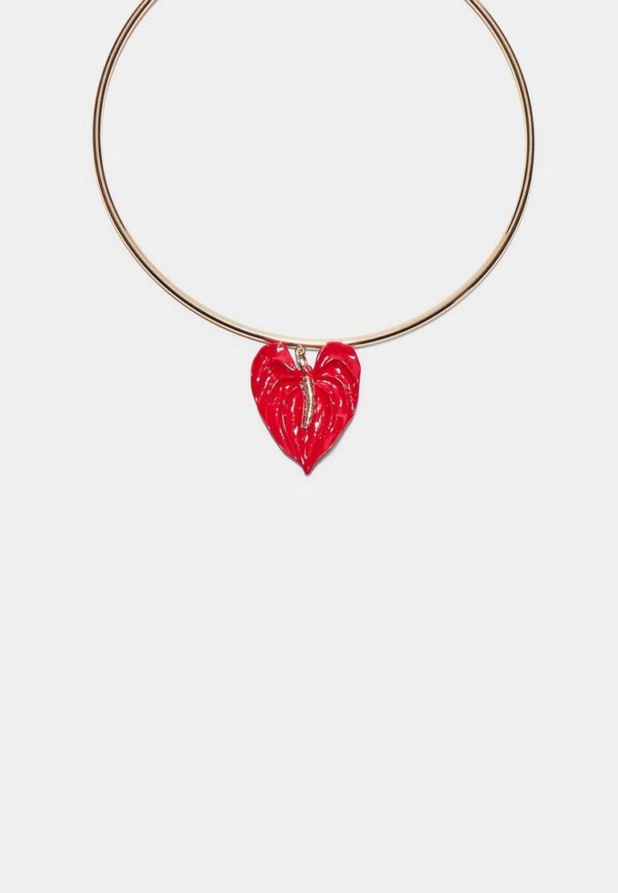 Colier tip choker cu flori de cham