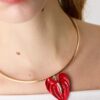 Colier tip choker cu flori de cham