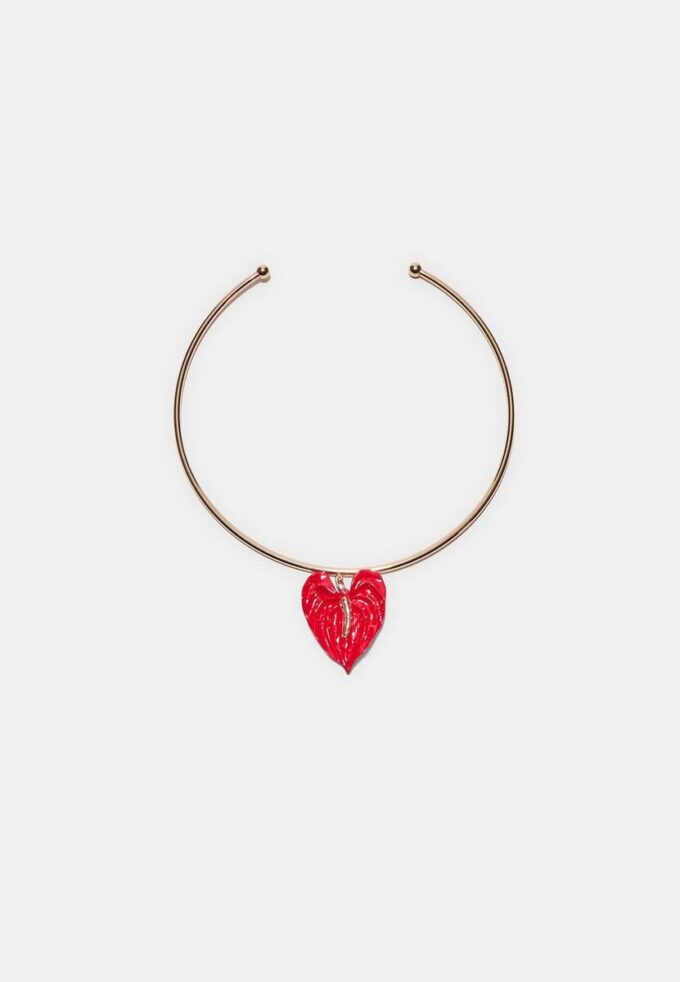 Colier tip choker cu flori de cham