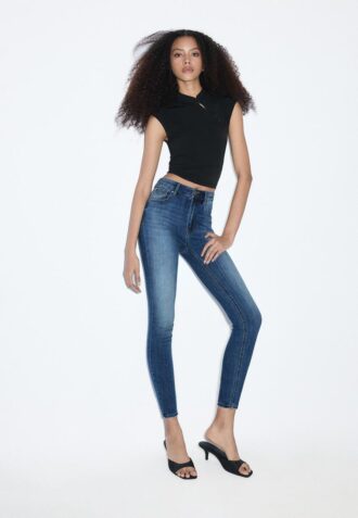 D07 Blugi skinny cu talie normală