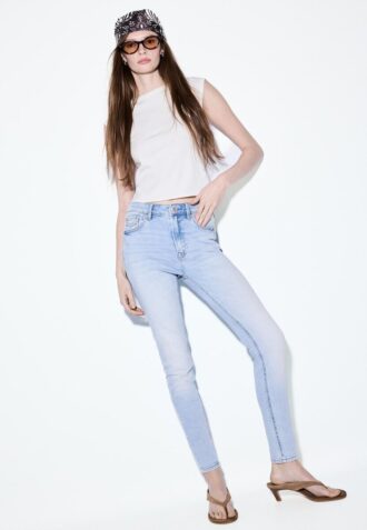 D07 Blugi skinny cu talie normală