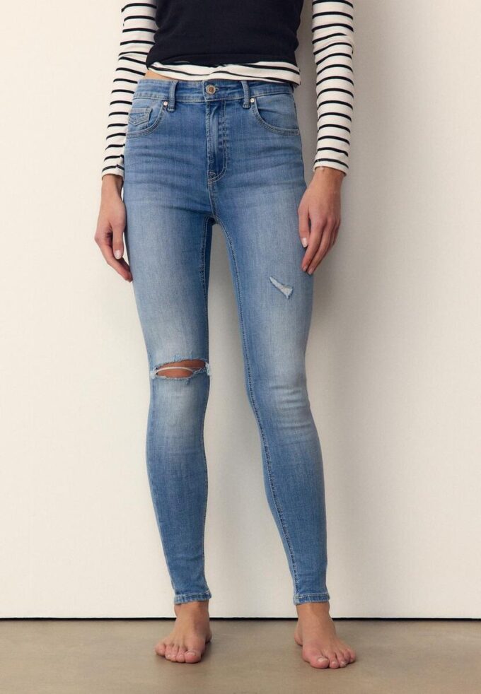 D07 Blugi skinny cu talie normală