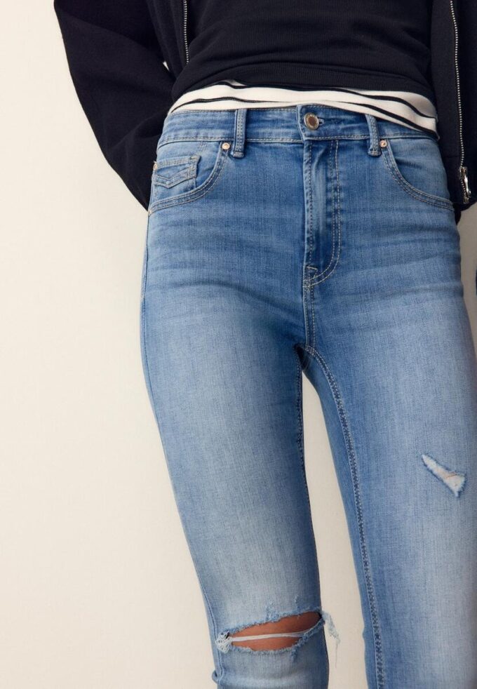 D07 Blugi skinny cu talie normală