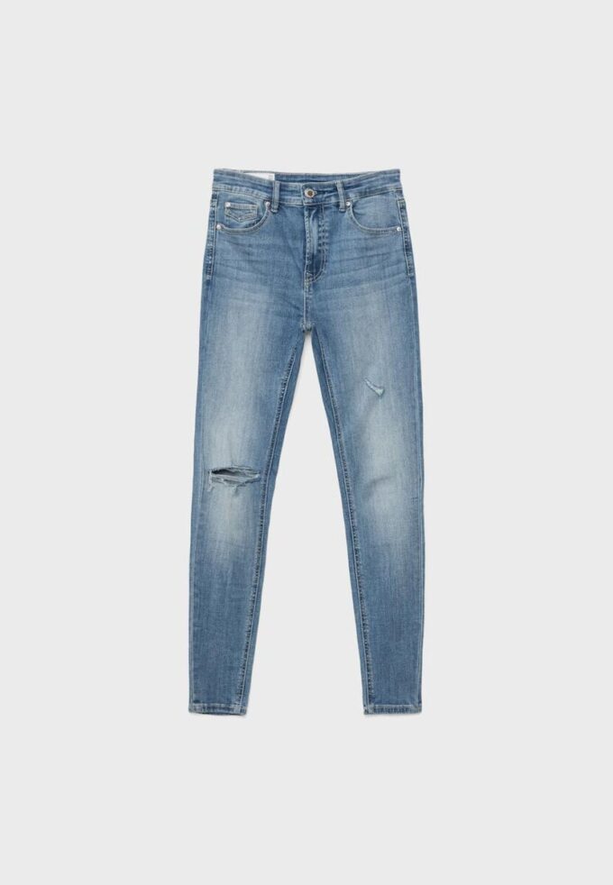 D07 Blugi skinny cu talie normală