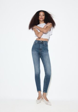 D09 Blugi skinny cu talie foarte înaltă