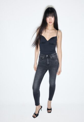 D09 Blugi skinny cu talie foarte înaltă