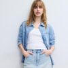 D60 Fustă mini din denim de articole de bază D60 Fustă mini din denim de articole de bază