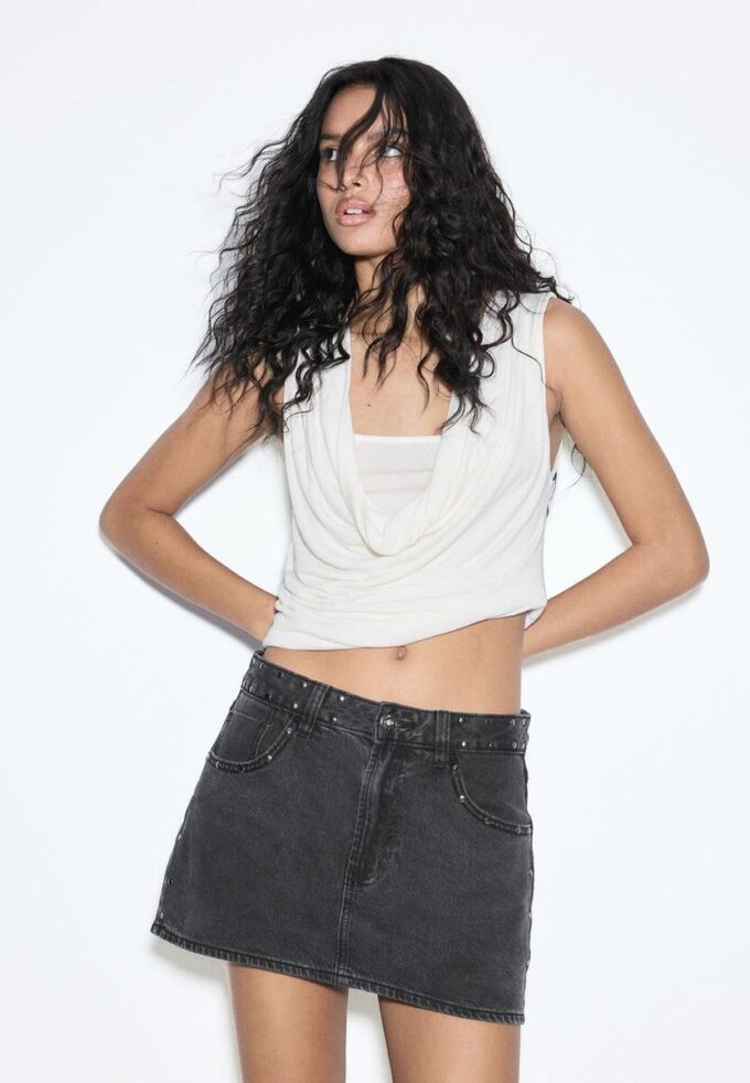 D62 Skort din denim cu ținte D62 Skort din denim cu ținte