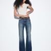 D68 Blugi boot-cut cu curea