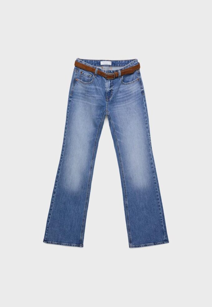 D68 Blugi boot-cut cu curea