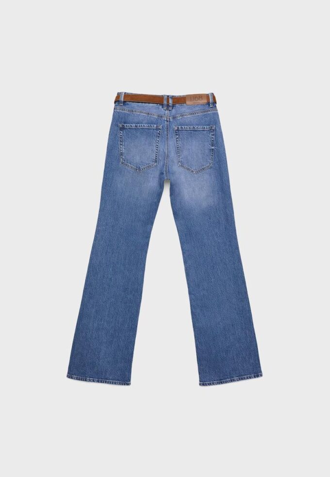 D68 Blugi boot-cut cu curea