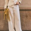 D91 Blugi din sârgă cu talie joasă și croi Wide Leg D91 Blugi din sârgă cu talie joasă și croi Wide Leg
