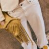 D91 Blugi din sârgă cu talie joasă și croi Wide Leg D91 Blugi din sârgă cu talie joasă și croi Wide Leg