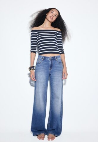 D91 Blugi Wide Leg cu talie joasă