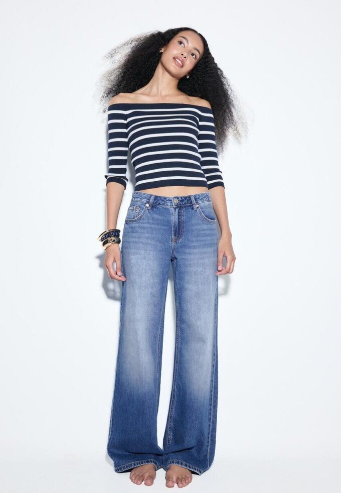 D91 Blugi Wide Leg cu talie joasă D91 Blugi Wide Leg cu talie joasă