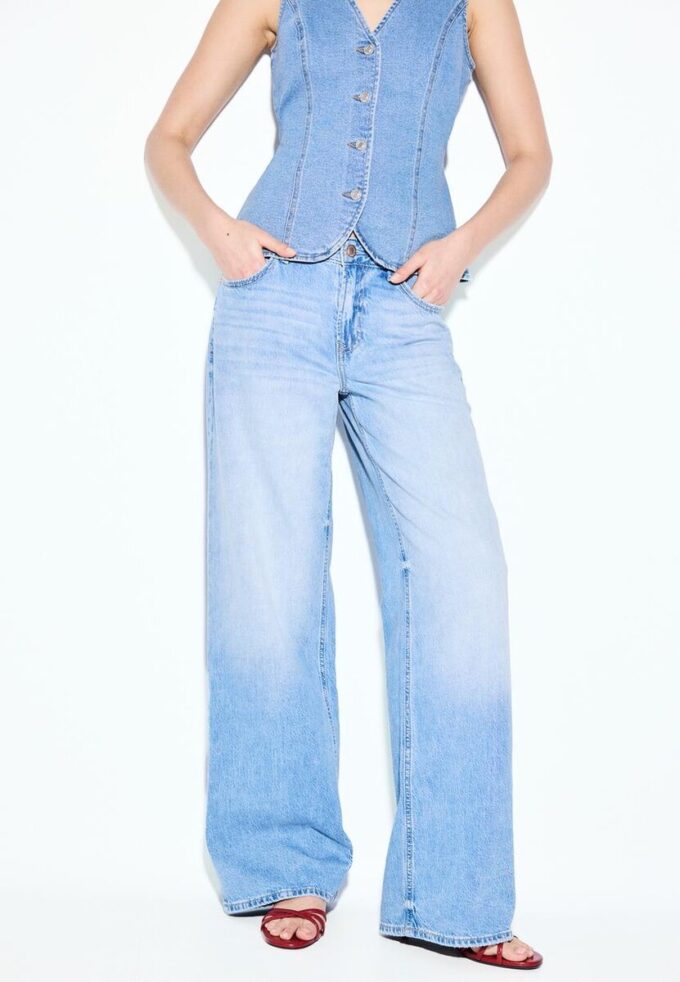 D91 Blugi Wide Leg cu talie joasă D91 Blugi Wide Leg cu talie joasă