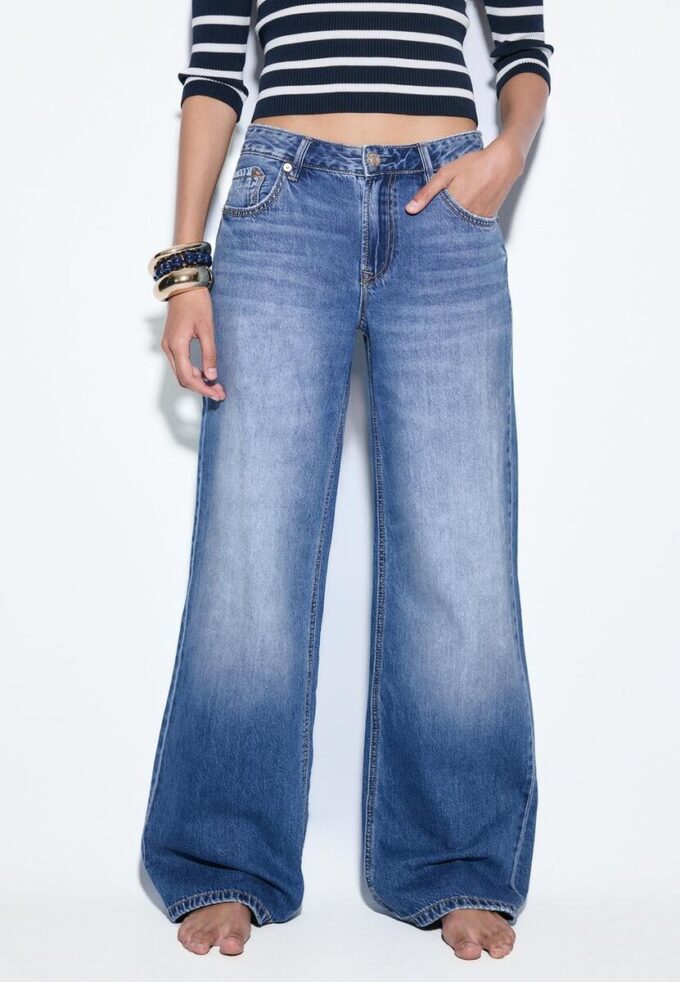D91 Blugi Wide Leg cu talie joasă D91 Blugi Wide Leg cu talie joasă