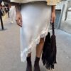 Fustă asimetrică din satin Fustă asimetrică din satin