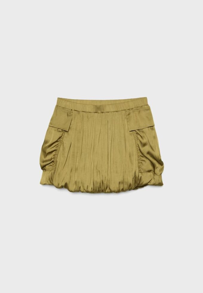 Fustă balon din satin cu buzunare Fustă balon din satin cu buzunare