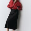 Fustă midi din satin Fustă midi din satin
