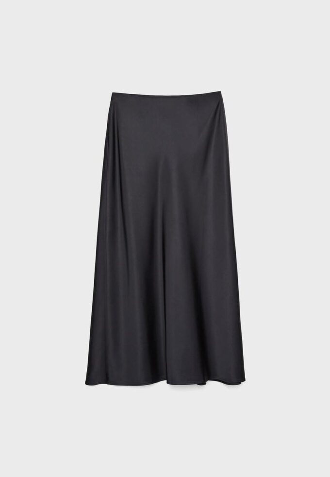 Fustă midi din satin Fustă midi din satin