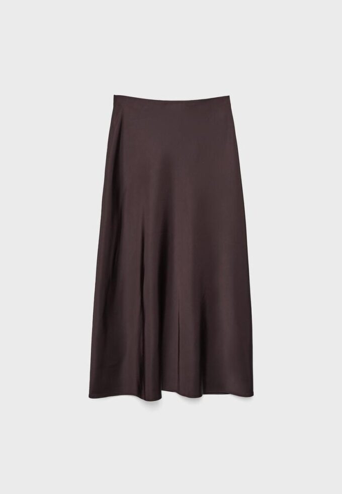 Fustă midi din satin Fustă midi din satin
