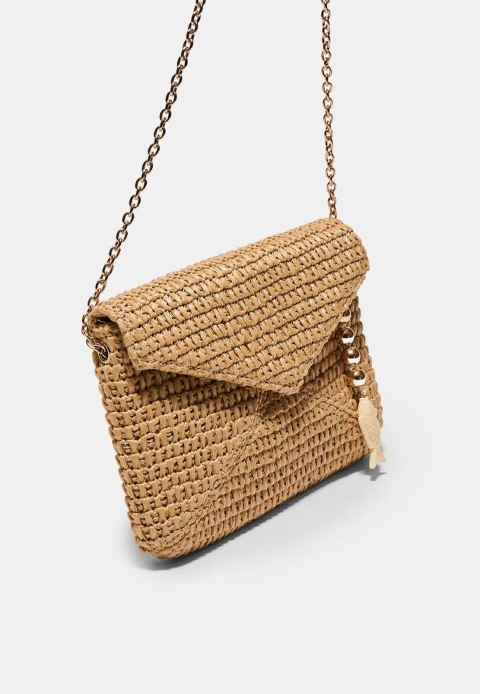 Geantă crossbody tip plic cu efect de rafie Geantă crossbody tip plic cu efect de rafie