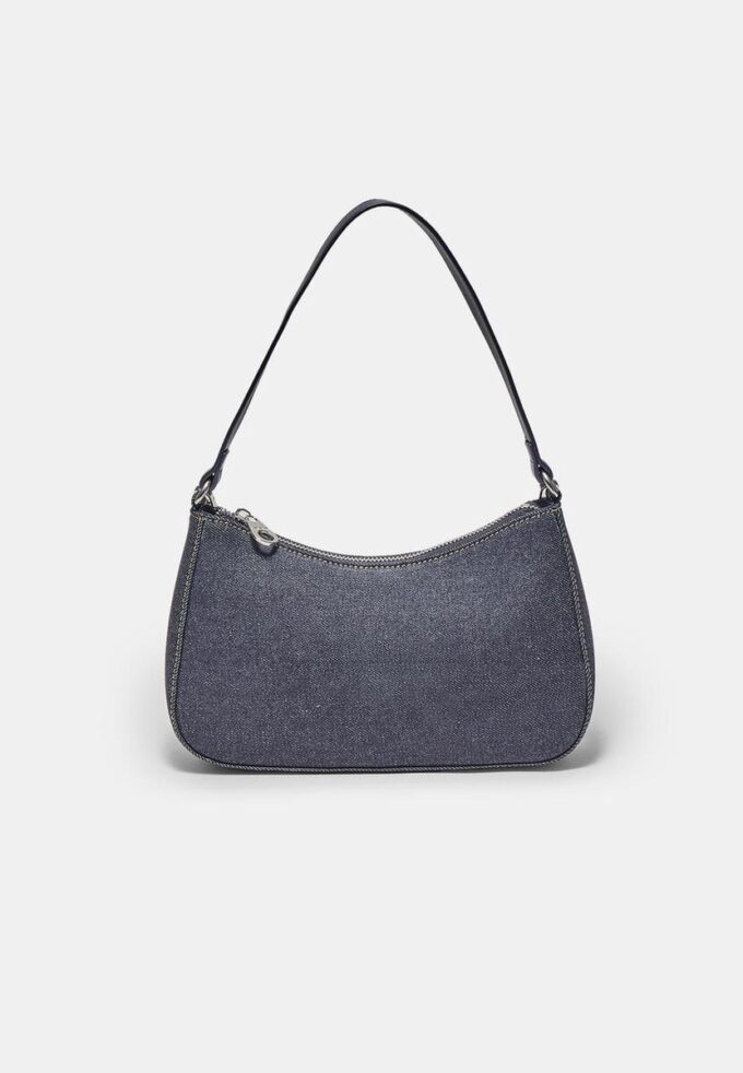 Geantă de umăr din denim în formă de semilună Geantă de umăr din denim în formă de semilună