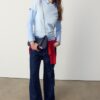Geantă de umăr din denim în formă de semilună Geantă de umăr din denim în formă de semilună