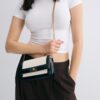 Geantă de umăr din pânză contrastantă Geantă de umăr din pânză contrastantă