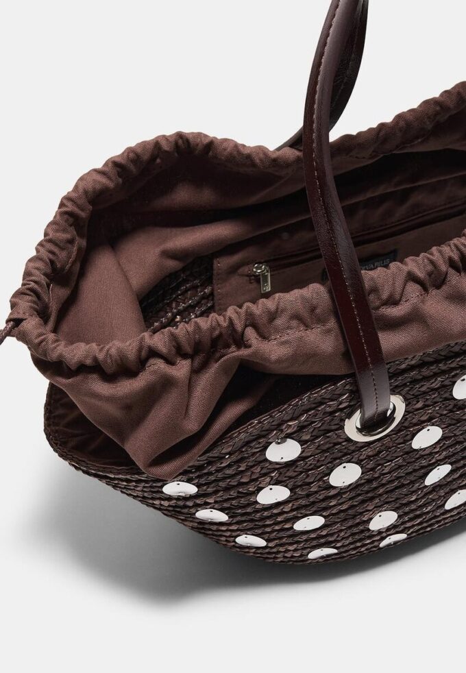 Geantă de umăr tip coș cu paiete Geantă de umăr tip coș cu paiete