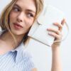 Geantă mini rigidă cu bandă transversală, cu efect de nucă de cocos Geantă mini rigidă cu bandă transversală, cu efect de nucă de cocos