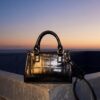 Geantă mini tote cu efect de nucă de cocos