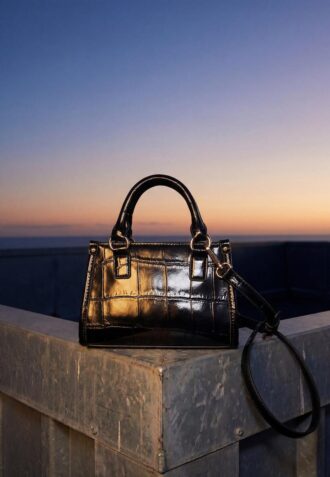 Geantă mini tote cu efect de nucă de cocos