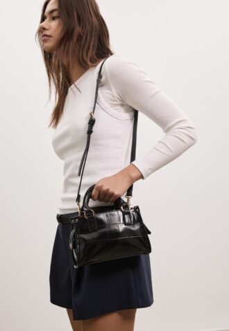 Geantă mini tote cu efect de nucă de cocos