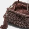 Geantă tip sac croșetată cu fir metalic Geantă tip sac croșetată cu fir metalic