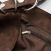Geantă tip sac din imitație de piele de căprioară cu detaliu curea