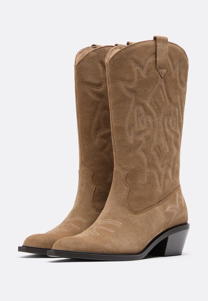 Ghete cowboy din piele divizată