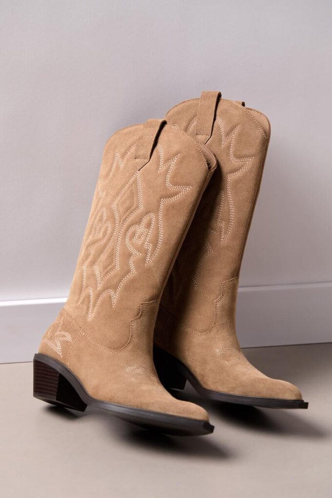 Ghete cowboy din piele divizată