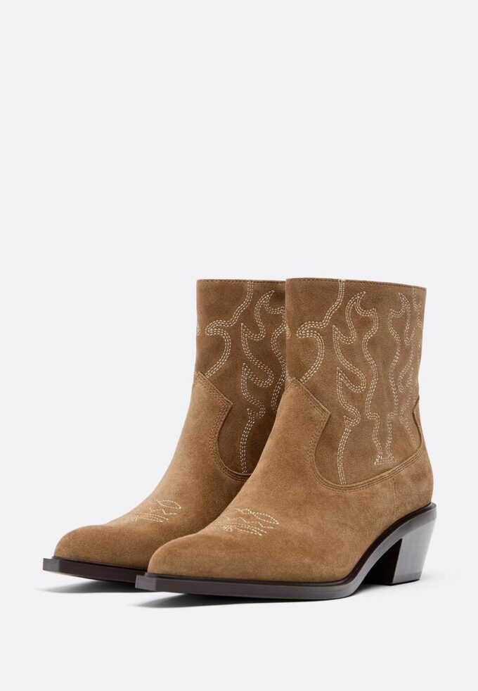 Ghete din piele cu toc cowboy