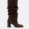 Ghete din piele cu toc slouchy, cu croi lejer