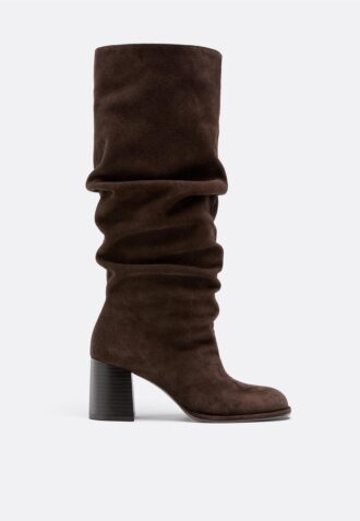 Ghete din piele cu toc slouchy, cu croi lejer