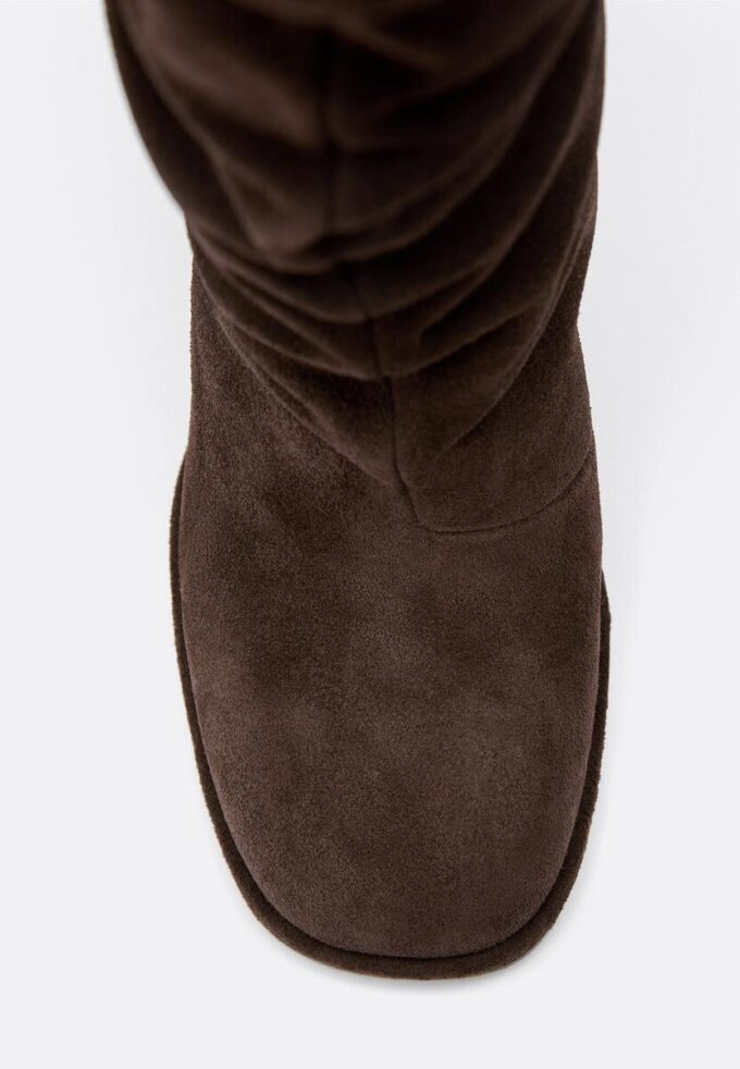 Ghete din piele cu toc slouchy, cu croi lejer