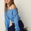 Hanorac cu guler în formă de barcă și aripi din strasuri Hanorac cu guler în formă de barcă și aripi din strasuri